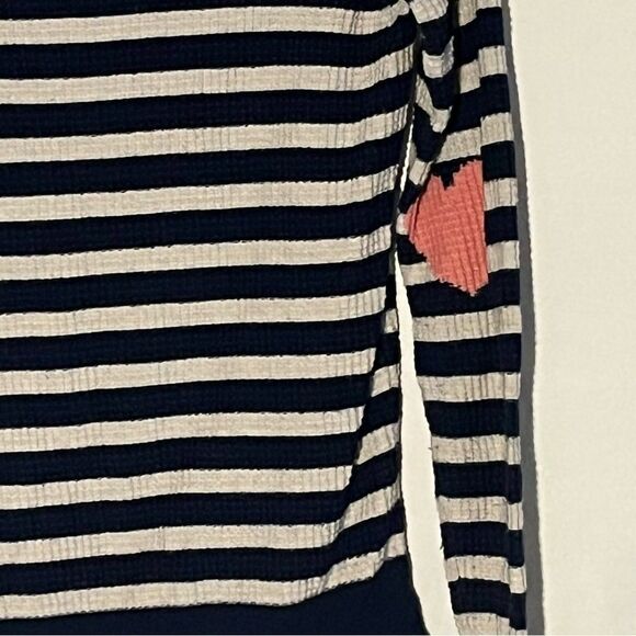 Women's Madewell Wallace Navy Striped Sweater with Heart Elbows - Picture 6 of 8